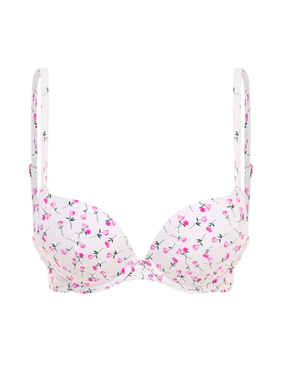 Somerfield Swim White Bikini Top with Pink Floral Print